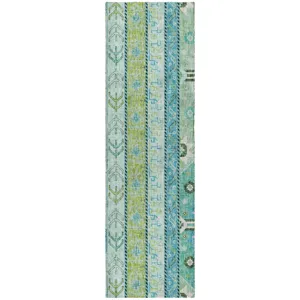 Luxury Washable Lorenzo Mint 2\'3\" x 7\'6\" Runner Rug