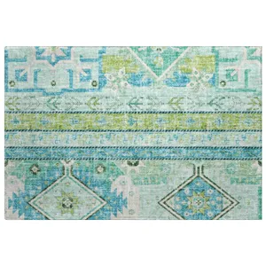 Luxury Washable Lorenzo Mint 1\'8\" x 2\'6\" Rug
