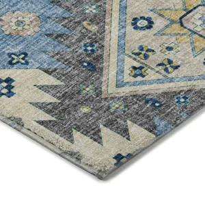 Luxury Washable Lorenzo Navy 8\' x 8\' Round Rug