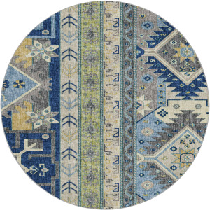 Luxury Washable Lorenzo Navy 8' x 8' Round Rug