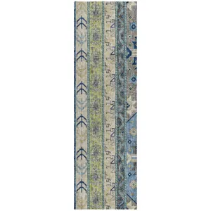 Luxury Washable Lorenzo Navy 2\'3\" x 7\'6\" Runner Rug
