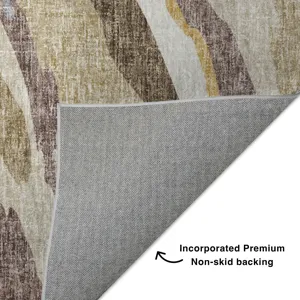 Luxury Washable Lorenzo Beige 2\'6\" x 3\'10\" Rug