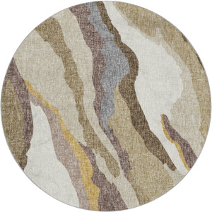 Luxury Washable Lorenzo Beige 8' x 8' Round Rug