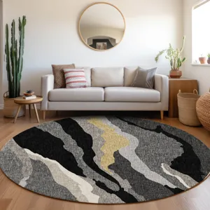 Luxury Washable Lorenzo Black 8\' x 8\' Round Rug