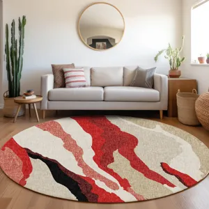 Luxury Washable Lorenzo Red 8\' x 8\' Round Rug