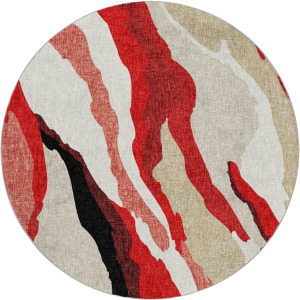 Luxury Washable Lorenzo Red 8' x 8' Round Rug
