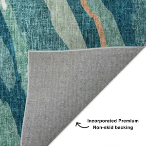 Luxury Washable Lorenzo Teal 5\' x 7\'6\" Rug