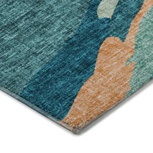 Luxury Washable Lorenzo Teal 5\' x 7\'6\" Rug