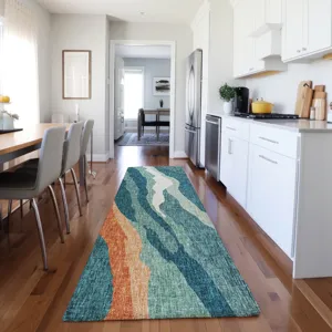 Luxury Washable Lorenzo Teal 2\'3\" x 7\'6\" Runner Rug