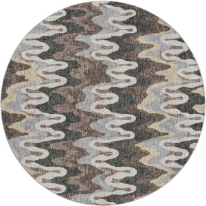 Luxury Washable Lorenzo Charcoal 8' x 8' Round Rug