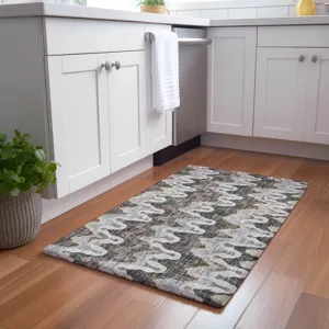 Luxury Washable Lorenzo Charcoal 1\'8\" x 2\'6\" Rug