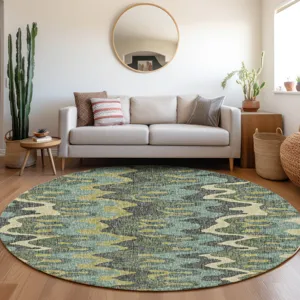 Luxury Washable Lorenzo Teal 8\' x 8\' Round Rug