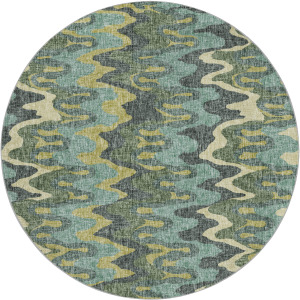 Luxury Washable Lorenzo Teal 8' x 8' Round Rug