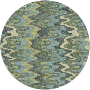 Luxury Washable Lorenzo Teal 8\' x 8\' Round Rug