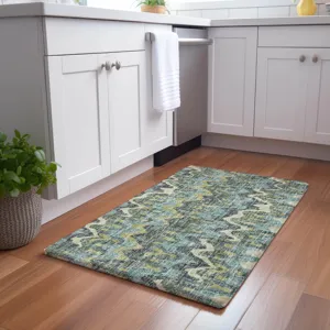 Luxury Washable Lorenzo Teal 1\'8\" x 2\'6\" Rug