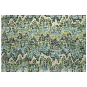 Luxury Washable Lorenzo Teal 1\'8\" x 2\'6\" Rug