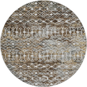 Luxury Washable Lorenzo Brown 8' x 8' Round Rug