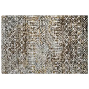 Luxury Washable Lorenzo Brown 1\'8\" x 2\'6\" Rug