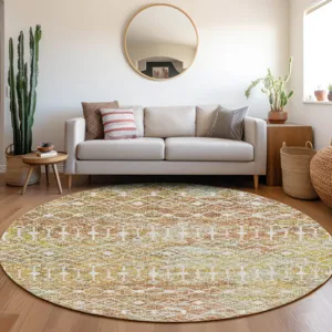 Luxury Washable Lorenzo Peach 8\' x 8\' Round Rug