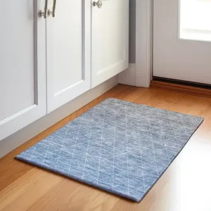 Luxury Washable Lazio Blue 1\'8\" x 2\'6\" Rug