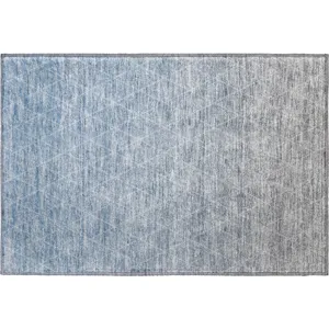 Luxury Washable Lazio Blue 1\'8\" x 2\'6\" Rug