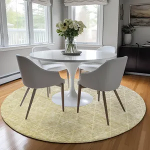 Luxury Washable Lazio Gold 8\' x 8\' Round Rug
