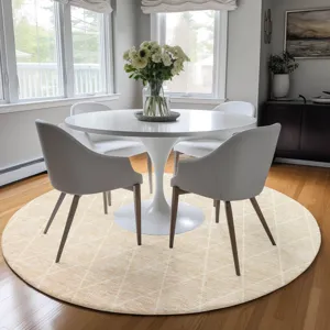 Luxury Washable Lazio Salmon 8\' x 8\' Round Rug