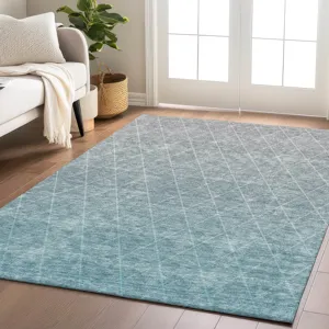 Luxury Washable Lazio Teal 8\' x 10\' Rug