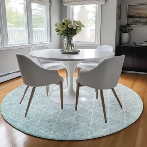 Luxury Washable Lazio Teal 8\' x 8\' Round Rug