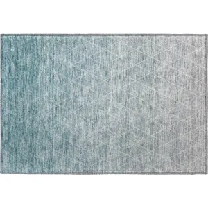 Luxury Washable Lazio Teal 1\'8\" x 2\'6\" Rug