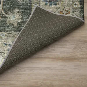 Indoor/Outdoor Marbella Olive Washable 2\'3\" x 7\'6\" Runner Rug