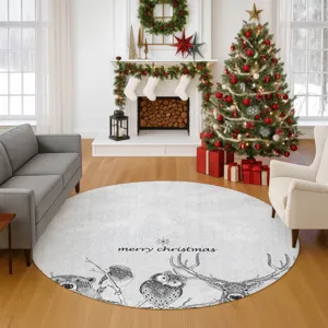 Luxury Washable Indoor/Outdoor Merry & Bright Flannel 8\' x 8\' Round Rug