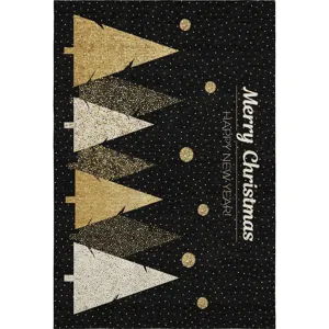 Luxury Washable Indoor/Outdoor Merry & Bright Black 10\' x 14\' Rug