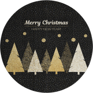 Luxury Washable Indoor/Outdoor Merry & Bright Black 8' x 8' Round Rug