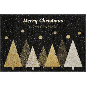 Luxury Washable Indoor/Outdoor Merry & Bright Black Rug
