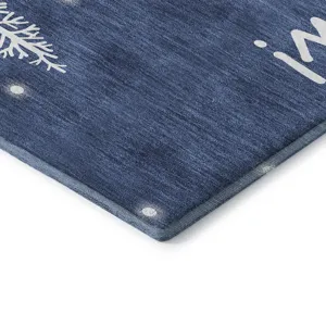 Luxury Washable Indoor/Outdoor Merry & Bright Navy 2\'6\" x 3\'10\" Rug