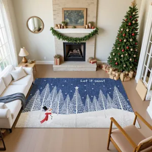 Luxury Washable Indoor/Outdoor Merry & Bright Navy 2\'6\" x 3\'10\" Rug