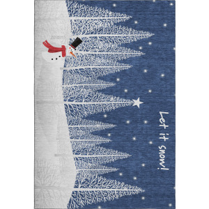 Luxury Washable Indoor/Outdoor Merry & Bright Navy Rug