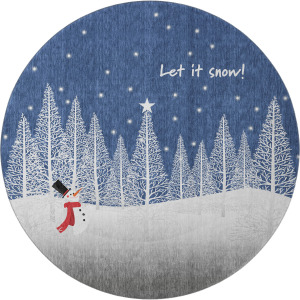 Luxury Washable Indoor/Outdoor Merry & Bright Navy 8' x 8' Round Rug