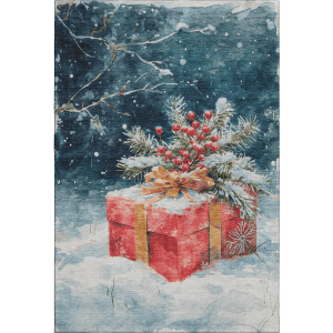 Luxury Washable Indoor/Outdoor Merry & Bright Blue Rug