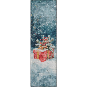 Luxury Washable Indoor/Outdoor Merry & Bright Blue 2'3