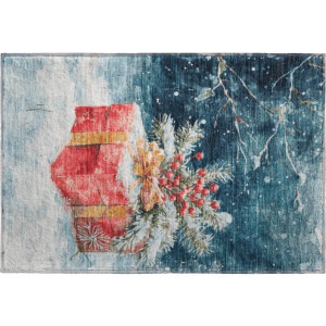 Luxury Washable Indoor/Outdoor Merry & Bright Blue Rug