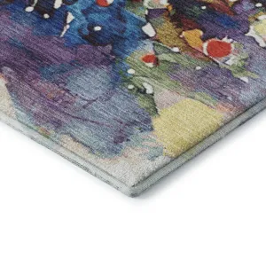 Luxury Washable Indoor/Outdoor Merry & Bright Navy 1\'8\" x 2\'6\" Rug