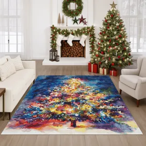 Luxury Washable Indoor/Outdoor Merry & Bright Navy 2\'6\" x 3\'10\" Rug