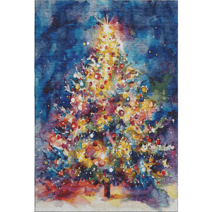Luxury Washable Indoor/Outdoor Merry & Bright Navy Rug