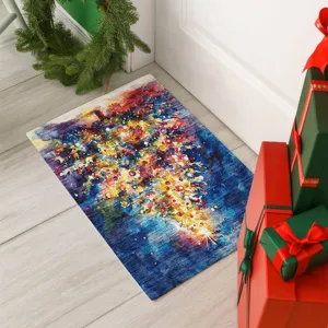 Luxury Washable Indoor/Outdoor Merry & Bright Navy 1\'8\" x 2\'6\" Rug
