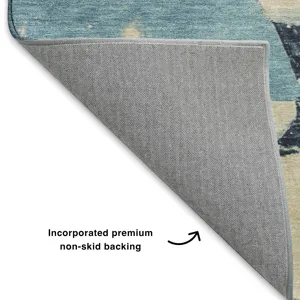Luxury Washable Indoor/Outdoor Merry & Bright Blue 9\' x 12\' Rug
