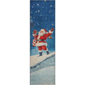 Luxury Washable Indoor/Outdoor Merry & Bright Blue 2'3
