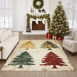 Luxury Washable Indoor/Outdoor Merry & Bright Ivory 8\' x 10\' Rug