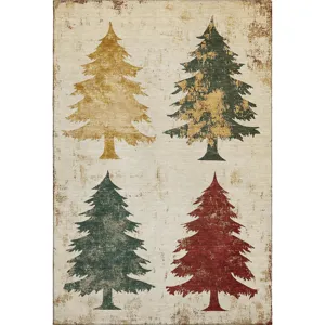 Luxury Washable Indoor/Outdoor Merry & Bright Ivory 8\' x 10\' Rug